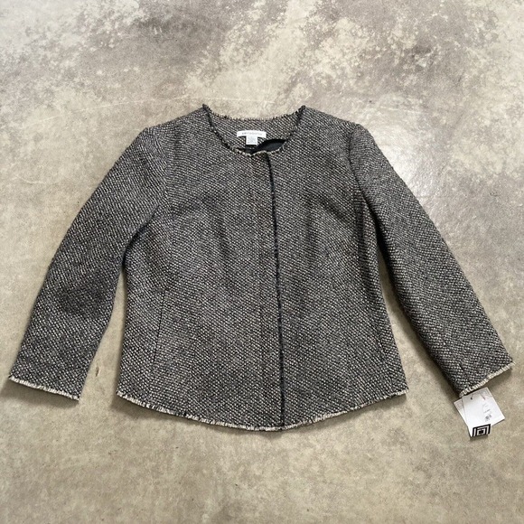 Liz‎ Claiborne Blazer Womens Sz Large Wool Blend Zip Closure Tweed - Picture 1 of 11